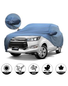 AllExtreme TC7006 Car Body Cover for Toyota Innova Crysta Custom Fit Dust UV Heat Resistant for Indoor Outdoor SUV Protection (Blue with Mirror)