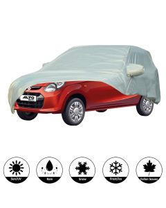 Allextreme A7003 Car Body Cover Compatible with Maruti Suzuki Alto Custom Fit Dustproof UV Heat Resistant Indoor Outdoor Body Protection (Silver with Mirror)