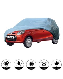 Allextreme A7001 Car Body Cover Compatible with Maruti Suzuki Alto Custom Fit Dustproof UV Heat Resistant Indoor Outdoor Body Protection (Grey Without Mirror)