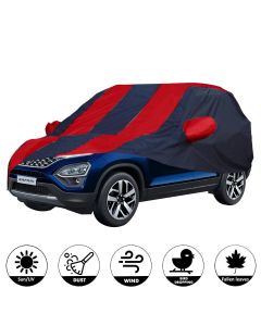 Allextreme TSY5004 Car Body Cover Compatible with Tata Safari Custom Fit Dustproof UV Heat Resistant Indoor Outdoor Body Protection (Navy Blue & Red with Mirror)