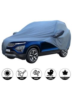 Allextreme TSY5001 Car Body Cover Compatible with Tata Safari Custom Fit Dustproof UV Heat Resistant Indoor Outdoor Body Protection (Blue with Mirror)