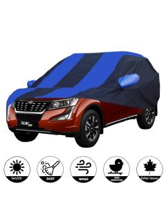 Allextreme MXY5002 Car Body Cover Compatible with Mahindra XUV500 Custom Fit Dustproof UV Heat Resistant Indoor Outdoor Body Protection (Navy Blue & Blue with Mirror)