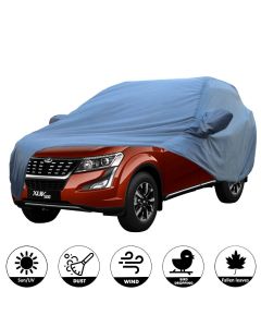 Allextreme MXY5001 Car Body Cover Compatible with Mahindra XUV500 Custom Fit Dustproof UV Heat Resistant Indoor Outdoor Body Protection (Blue with Mirror)