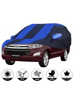 Allextreme IOY5002 Car Body Cover Compatible with Innova Old Custom Fit Dustproof UV Heat Resistant Indoor Outdoor Body Protection (Navy Blue & Blue with Mirror)