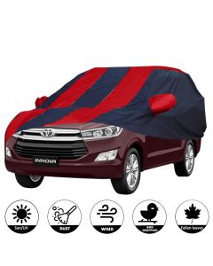 Allextreme IOY5004 Car Body Cover Compatible with Innova Old Custom Fit Dustproof UV Heat Resistant Indoor Outdoor Body Protection (Navy Blue & Red with Mirror)