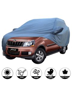 Allextreme MYY5001 Car Body Cover Compatible with Mahindra Xylo Custom Fit Dustproof UV Heat Resistant Indoor Outdoor Body Protection (Blue with Mirror)