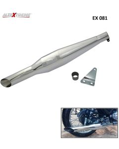 AllExtreme EX081 Royal Enfield Red Rooster Silencer with Glasswool Compatible for BS3 and BS4 Model Royal Enfield Bullet 350cc and 500cc (Chrome)