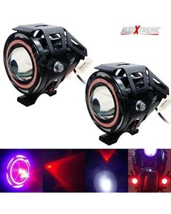 AllExtreme EXU7R1P U7 CREE LED Rainbow Style Hybrid Fog Light Waterproof Driving Work Lamp with Hi/Lo Beam and Angel Eyes Ring for Motorcycle and Cars (12W, Rainbow, 2 PCS)