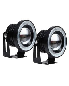 AllExtreme EX35BE2P 3.5 Inches Universal Car Projector LED Fog Light COB Halo Blue Angel Eye Rings for Cars (10W, 2 PCS)