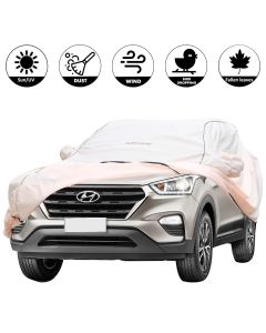 AllExtreme HC8001 Car Body Cover for Hyundai Creta Custom Fit Dust UV Heat Resistant for Indoor Outdoor SUV Protection (Light Pink with Mirror)