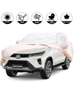 AllExtreme TF8001 Car Body Cover for Toyota Fortuner Custom Fit Dust UV Heat Resistant for Indoor Outdoor SUV Protection (Light Pink with Mirror)