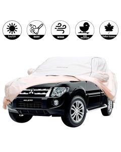 AllExtreme MP8001 Car Body Cover for Mitsubishi Pajero Custom Fit Dust UV Heat Resistant for Indoor Outdoor SUV Protection (Light Pink with Mirror)
