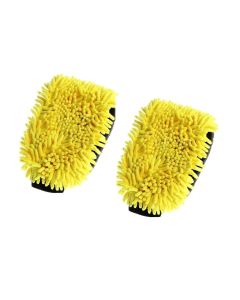 AllExtreme EXMDYG2 Double-Sided Microfiber Car Washing Mitt Reusable Duster Glove for Wet or Dry Applications (Yellow and Grey, 2 PCS)