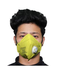 AllExtreme O2 OR6LM10 6 Layer Face Mask with Filter Valve Nose Mouth Respirator for Men & Women (Yellow, 1 PC)