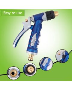 Allextreme High Pressure Water Sprayer Hose Nozzle Heavy Duty, Lawn Garden Spray Front Trigger with Connector (Blue) (MZ-649)