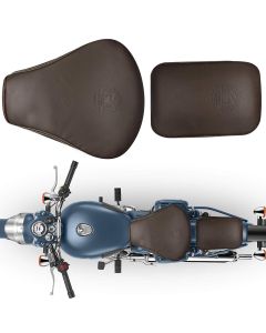 AllExtreme EXECSBC PU Leather Seat Cover Compatible with Bullet Classic 350cc and 500cc Anti Skid Split Type Cushion for Motorcycle Bike (Brown & Beige)