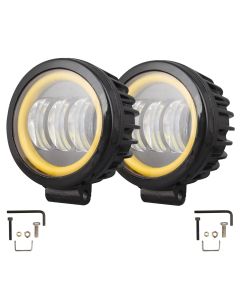 AllExtreme EXF3FY2 3 LED Headlight Lamp Universal Waterproof Off Road Driving CREE LED Fog Light with Mounting Brackets for Bike, Jeep and Cars (30W, Yellow, Pack of 2)