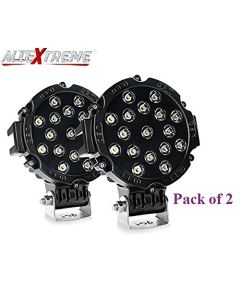 AllExtreme EX7M2B2 7 Inch Round Led Fog Light Universal 17 LED Off Road Driving Roof Lamp for Jeep Bikes and Cars (51W, White Light, 2 PCS)