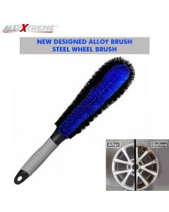 AllExtreme AEFLD-03-1 Car Wheel Cleaning Brush Tire Rim Scrub Cleaner with Anti-Slip Rubber Handle for Automobile and Motorcycle (12")