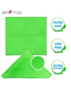 AllExtreme EXMTG3P Lint and Streak Free Microfiber Cleaning Towel Super Absorbent Dust Cloth for Car and Motorcycle (Green, 40 x 40 cm, 3 Pcs)