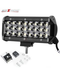 AllExtreme EX24FW1 24 LED Fog Light Bar 7.5 Inch Waterproof Spot Beam Cube Worklight with Mounting Bracket for Motorcycles and Cars (72W, White Light, 1 PC)