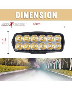 AllExtreme EXL22WW Imported Universal 12 LED Fog Light Off/On Road Driving Work Lamp for Bike Cars and Motorcycle (18W, White Light, 2 PCS)
