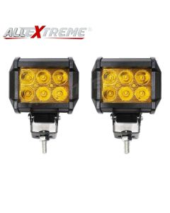 AllExtreme EX6FY2P 6 LED Fog Light Bar Spot Beam Off Road Driving Lamp for Cruiser Bikes, Truck, Car, ATV, SUV, Jeep and Cars(18W, Amber Yellow Light, 2 PCS)