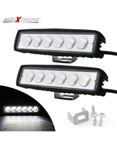 AllExtreme EX6I6F2 6 LED Fog Light Bar 6 Inch Waterproof Driving Lamp with Mounting Bracket for Motorcycles and Cars (18W, White Light, 2 PCS)
