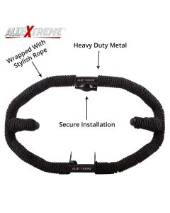 AllExtreme EX8BLGR Heavy Duty Metal Leg Guard Front Bike Safety Crash Bar with Wrapped Black Rope Compatible for BS3 & BS4 Model Royal Enfield Bullet 350cc & 500cc