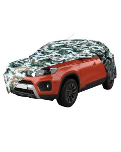 AllExtreme MBG5007 100% Tested Waterproof Car Body Cover Compatible with Maruti Suzuki Brezza Triple Stitched UV Heat Resistant Indoor Outdoor Body Protection (Army Print with Mirror)