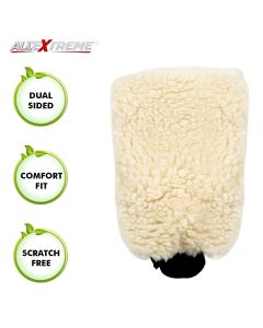 AllExtreme EX17S1 Double-Sided Microfiber Car Washing Gloves Mitt Dusting Scratch-Less and Lint-Free Reusable Cleaning Duster for Wet or Dry Applications (Cream Colour)