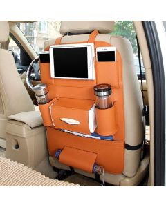 AllExtreme EXCOWPT Universal PU Leather Car Back Seat Organizer Multi Pocket Backseat Bag with Tissue & Bottle Holder (Tan)