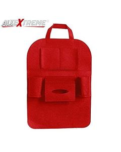 AllExtreme EXFBSOR Universal Fibrous Car Seat Back Multi Pocket Organizer Backseat Travel Bag for Tissue Bottle Storage (Red)