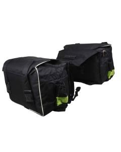 AllExtreme EXSHB1W Water Resistant Two Wheeler Hanging Double-Sided Saddle Bag Motorcycle Pannier & Travel Bag for Bikes (45 Liters, Black and Green)