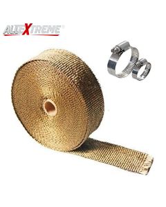 AllExtreme EXSLWCG Universal Golden Silencer Wrap Exhaust Heat Shield with Clamp for Motorcycle (3 Meter)