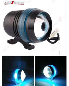 AllExtreme EXBU3F1 U3 LED Fog Light Universal Spot Driving Head Lamp with Blue Ring for Cars Bikes and Motorcycles (8W, White & Blue Light, 1 PC)