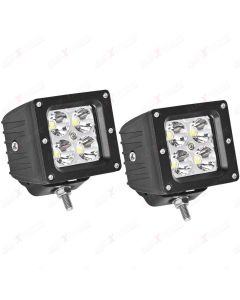 AllExtreme EX4SFL2 4 LED Square Fog Light Waterproof Driving Spot Lamp with Mounting Brackets for Motorcycle and Cars (12W, White Light, 2 PCS)