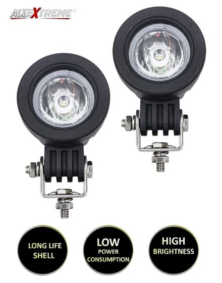 Allextreme 10W Motorcycle Light Mini Tail Cree Auto Led Offroad Lights Fog Lamp for Bicycle Motorcycle Jeep Wrangler Pack of 2