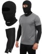Allextreme Arm Sleeves & Balaclava Set Washable Full Face Mask Combo with UV Dust Protection Hand Cover for Men Women Bike Riding Running Cycling Outdoor Sports (Pack of 2, Black)