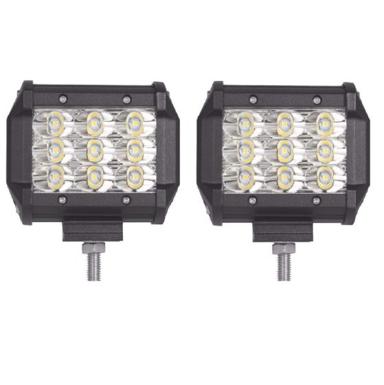 Allextreme EX9SFL2 9 LED Square Fog Light 4 Inches Waterproof Driving Spot Lamp with Adjustable Mounting Bracket for Cars Motorcycle and Bike (27W, White Light, 2 PCS)