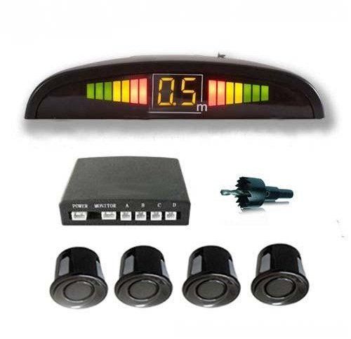 AllExtreme EXRPSFC Car Reverse 4 Parking Sensor System Reverse Backup Radar System with LED Display