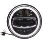 Allextreme EX7WH01 75W Full Ring Round White LED Headlight 7 Inch Hi/Low Beam Angel Eye Lamp Compatible with Bullet/Harley Davidson/Jeep Wrangler (White & Yellow, Pack of 1)