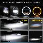 Allextreme EX7WH01 75W Full Ring Round White LED Headlight 7 Inch Hi/Low Beam Angel Eye Lamp Compatible with Bullet/Harley Davidson/Jeep Wrangler (White & Yellow, Pack of 1)