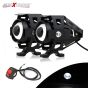 AllExtreme EXU5FB2U5 CREE LED Driving Full Black Fog Light in Aluminum Body with Switch and Mounting Brackets for All Motorcycles and Cars (10W, White Light, 2 PCS)