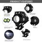 Allextreme EXU5WL2 U5 CREE LED Driving Full Black Fog Light Aluminium Body with Mounting Brackets for All Motorcycles and Cars (20W, White, 2 Pcs)