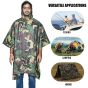 Allextreme Poncho Raincoat Hooded PU Rainwear Foldable Polyester Windbreaker Military Impermeable Jacket for Outdoor Hiking Camping - Army Green
