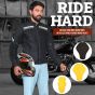 Allextreme SPEEDO Bike Riding Jacket Racer Armour Back Elbows Shoulders Protection Mesh Fabric with Night Visibility Sticker for Men (XL, Black & White)