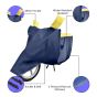 Allextreme M-7016 Full Bike Body Cover Water Resistant Dustproof Rustproof UV Protection Cover Compatible for Splendor Platina Deluxe and Upto Pulsar 180cc Size (Navy Blue & Yellow, Medium)