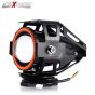 Allextreme U7 Led Fog Light Bike Driving Drl Fog Light Spotlight, High/Low Beam, Flashing-With Red Angel Eyes Light Ring (Pack Of 2),Red