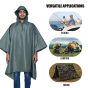 Allextreme Poncho Raincoat Hooded Waterproof Rainwear Adult Lightweight Unisex Cape for Hiking Camping Emergency- Green